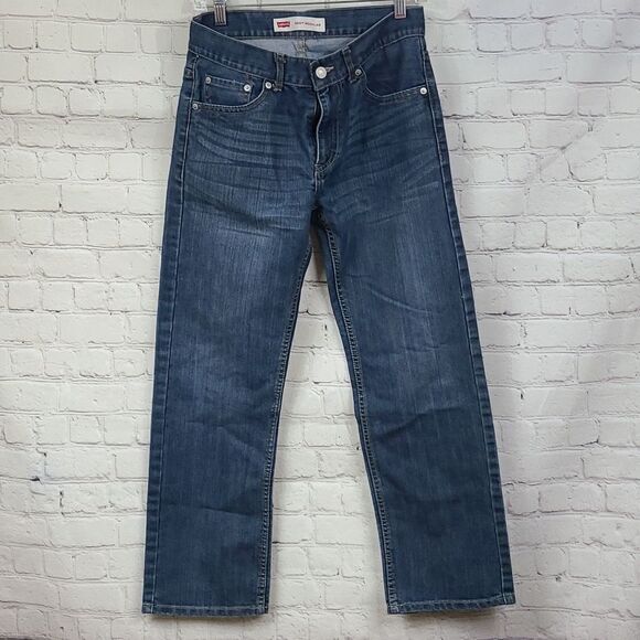 LEVI'S 505 Regular Fit Blue Jeans Distressed Stretch Denim Boys 16 Regular 28x28 - Picture 7 of 9